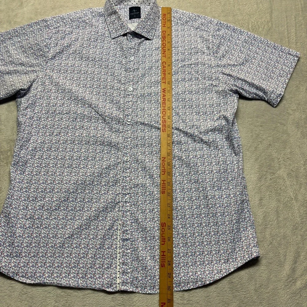 Tailorbyrd Button Up Shirt Golf Casual 100% Cotton All Over Pattern Mens XL Blue